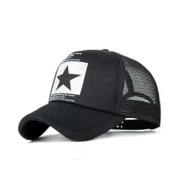 Unisex Summer Mesh Baseball Cap, Fashion Star Printed Adjustable Baseball Hat Snap Back Trucker Hat Ponytail Cap Outdoor Sports