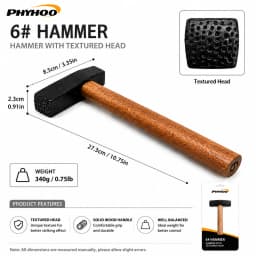 PHYHOO Professional Metal Texture Hammer for Jewelry Making Premium High Carbon Steel Texturing Craftsmith Tool with Wood Handle