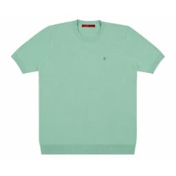 CH Embroidered Solid Color Short Sleeve Knit T Shirt Men Crew Neck Regular Fit All Match Soft Touch Casual Daily Tops