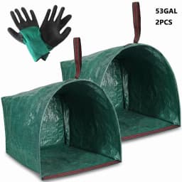 2 Pack Reusable Yard Waste Bags With Gloves, 40/53/72 Gallon Self Standing Open Top Leaf Bags For Lawn Garden Debris Cleanup
