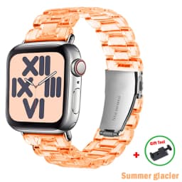 Link bracelet for apple watch band ultra 2 49mm 41mm 45mm 44/40/42/38mm glacier Transparent strap iwatch series 9 8 7 6 5 4 3 SE