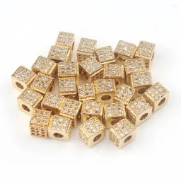 3pcs Micro Pave Zirconia Beads Round Geometry Metal Cubic Zircon Beads for DIY Bracelet Necklace Design Jewelry Crafts Making
