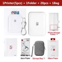 HPRT Portable Photo Printer Pocket 2x3 inch Size Wireless Zink Technology Print 2x3 Sticky-Backed Photos Maker with Papers Case