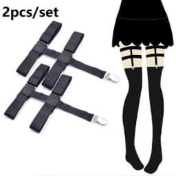 Men Shirt Stays Garters Belt With Locking Clamps,Adjustable Elastic Shirt Tuckers Garters,Shirt Holder,Leg Thigh Suspender Strap