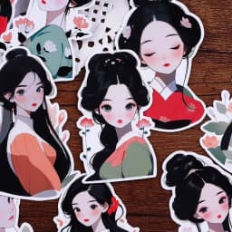 16pcs  Decorative DIY Stickers for Children, Cute Ancient Girls for Journaling and Scrapbooking, Chinese Style Art Material
