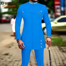 Men's 2 Pieces Suit Elegant Single Breated Slim Fit Embroidery Blazer Pants Set African Clothes Party Wedding A2316025