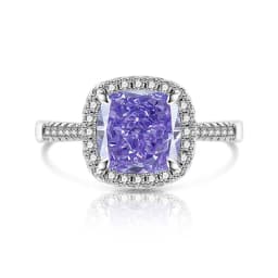 925 Sterling Silver Stylish and Simple Ice Flower Cut Princess Square Bag Zircon Ring Birthday Party Anniversary Gift