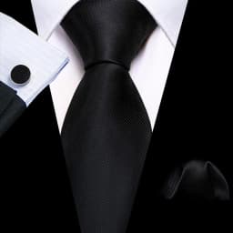 Barry.Wang Black White Gray Silver Men Tie Handkerchief Cufflinks Set Jacquard Necktie for Male Wedding Business Party Gift