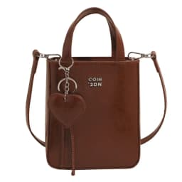 Fashion Pu Leather Shoulder Bag Chic Versatile Small Square Bag with Love Keychain Pendant High Quality Crossbody Bags for Women