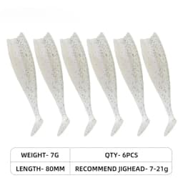 80mm 105mm Soft Fishing Lure Jighead Black Tail Minnow Artificial Silicone Bait Saltwater Sea Bass Swimbait Gear
