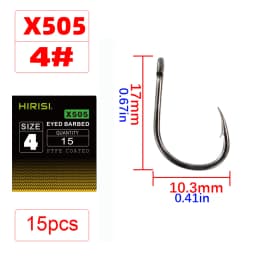 15 x PTFE Coated High Carbon Stainless Steel Barbed Fish Hook With Eye Carp Fishing Hook Link Accessories X505