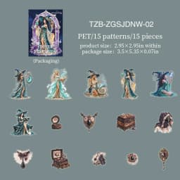 JIANWU Vintage Witch Character Landscape Material Collage Scrapbooking PET Sticker Creative DIY Journal Stationery