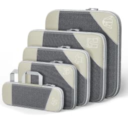 5PCS Travel Compressed Packing Cubes Storage Organizer Set With Shoe Bag Mesh Visual Luggage Portable Lightweight Suitcase Bag