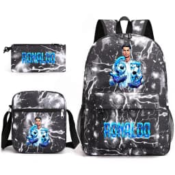 Cr7 Ronaldo 67 Print School Backpack Set with Shoulder Bag & Pencil Case for Teens Kids Lightweight Daypack