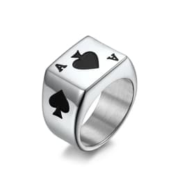 Titanium Retro Good Luck Poker High Quelity Fine Stainless Steel Male Female Ring Polished No Fading JZ541