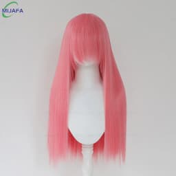 Very High Quality 400g 48 Colors 24Inch 60cm Long Straight Cosplay Wig With Bangs Heat Resistant Hair Anime Wigs + Wig Cap