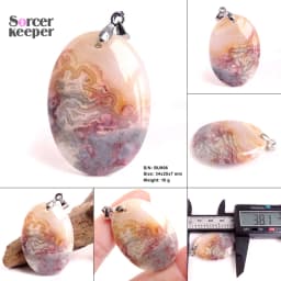 High Quality Pendentif Real Natural Crazy Lace Agate Stone Pendant Chains Necklace For Women's & Men's Jewelry Making BK996H