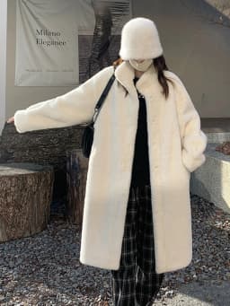 Women's Thick Faux Mink Fur Mid-length Coat Autumn Winter Fashion Stand Collar Plush Outerwear Women Elegant Warm Fluffy Jackets