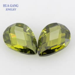 5A Pear Double CheckerBoard Cubic Zirconia Stone Multicolor Brilliant Cut Loose CZ Stones Synthetic Gems Beads For Jewelry