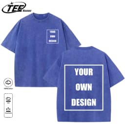 Custom Your Logo Print Summer Cool Snow Wash T-Shirt Cotton Casual Loose Short Sleeve Fashion Retro Tee Soft Couple Streetwear