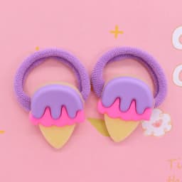 2Pcs/Set Sweet Cake Ice Cream Shape Hair Accessories Colorful Nylon Headband Kids Ponytail Holder Scrunchie Ornaments Gift