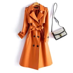 2024 High-quality Leather Trench Coat Women's Sheepskin Outerwear X-long Windbreaker Autumn Winter Lady Streetwear Overcoat 5xl