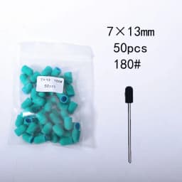 50PCS Green Nail Sanding Caps Bands With Rubber Drill Polishing Nail Art Rotating Remove Burrs Manicure Pedicure Accessory Tool