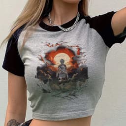 Attack on Titanic cropped top women goth graphic anime grunge japan shirt graphic cutecore jojifuku party meme