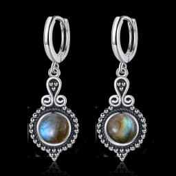 New Elegant Natural Kyanite S925 Silver Drop Earrings for Women Vintage Jewelry Wedding Engagement Hoop Earrings Gifts