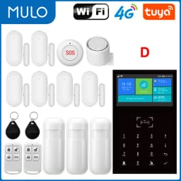 MULO 4G alarm Tuya Smart Home Alarm System WIFI GSM 4.3 inch Temperature Humidity Display PG-109 For Alexa & Google Burglar Home