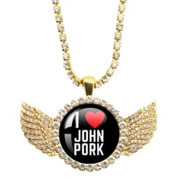 John Pork Is Calling Answer Call Phone Humor Funny Pig Graphic Glass Cabochon Angel Wings Pendant Necklace Jewelry Giftwholesale