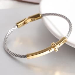 Trendy Braided Wire Bracelet with Metal Bar Accent - Durable Magnetic Lock Jewelry for Men & Women