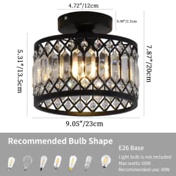 Black Crystal Chandelier Ceiling Light Iron Art Modern LED Pendant Lamp for Living Room Bedroom Home Decor Pendant Lights