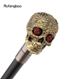 Yellow Resin Flower Skull Head Walking Cane Stick Cosplay, Steampunk Everyday Use with Deluxe Box 94cm Performance Stage Cane