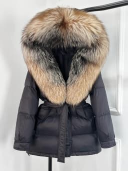 Lagabogy 2025 Thick Warm Mid-Long Puffer Coat Real Fox Fur Collar White Duck Down Coat Female Loose Warm Hooded Parkas With Belt