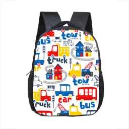 Cartoon Police Car Fire Engine Excavator Print Backpack Children Truck Kindergarten Bags Toddler Diaper Book Bag Schoolbags