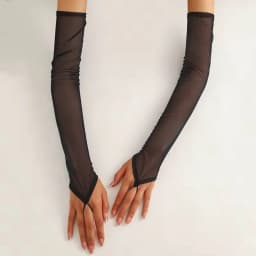 Fashion Elegant Solid Color Elasticity Mesh Hook Finger Long Gloves Women Sexy Thin Sheer Bridal Gown Accessories Party Cosplay