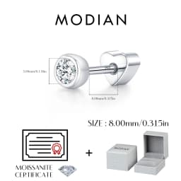 MODIAN D Color Moissanite Cartilage Stud 925 Sterling Heart Screw Stud Earrings Stackable Unisex Stud Earrings For Women Jewelry