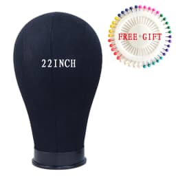 21-23inch Canvas Block Wig Black Head For Wigs Making Display Styling Mannequin Manikin Head