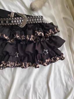 Kawaii Mini Cake Patchwork Leopard Skirt Womens Harajuku Sexy High Waist Ruffled Skirts Y2k Aesthetic Sweet Grunge Gothic Faldas