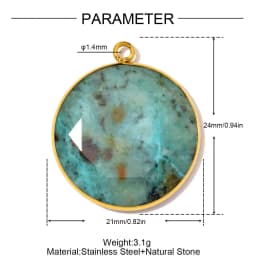 3pcs/Lot Stainless Steel Round Red Agate DIY Earring Charms Amethyst Natural Stone Necklace Pendants Woman Waterdrop Jewelry