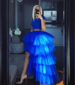 Women's High Low Tulle Multi-Skirt Iered Ruffles Asymmetrical Prom Party Skirts Punk Tulle Gown Under Petticoat