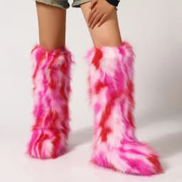 New Woman Boots High Boots Over-the-knee Fur Snow Boots Women's Fashion Warm Wool-like Boots Plus Velvet Padded Winter Boots