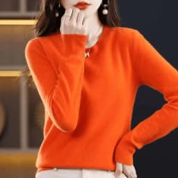 Fashion 100% Merino Wool Sweater Elegant Cashmere Pullover Women O-Neck Long Sleeve Knitwear Basic Clothing Jumper Tops