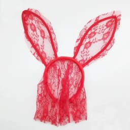Party Rabbit Bunny Ears Headband With Lace Eye Mask Black/Red Masquerade Birthday Anime Cosplay Costume Halloween Christmas