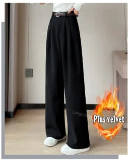 2023 Autumn and Winter New Wool Blended Wide-Leg Pants Straight Mopping Pants High Waist Slim Lengthened Casual Pants for Women