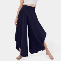 Women's Flowy Large Size Palazzo Pants Irregular Hem High Waist Casual Cropped Pants Summer Lightweight Elastic Beach Pants