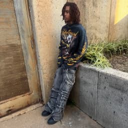Balck Retro Gothic Oversized Long Sleeve Tees Men Women Harajuku Hip Hop Graphic Print Rhinestone T-shirts Cotton Loose Tops