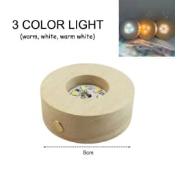 8CM Round Solid Wooden Light Base LED Wooden Night Light RGB and 3Colors Solid Crystal Ball Base Lamp Batteries Powered Wireless