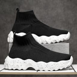 Men Shoes New Comfortable High-top Walking Shoes Women Lightweight Fashion Casual Sneakers Breathable Slip on Mens Loafers Black